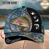 Maxcorners Fishing Blue Marble Splash Design Personalized Name 3D Cap