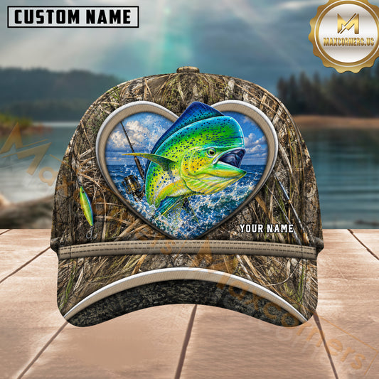 Maxcorners Fishing Heart Camo Ocean Personalized 3D Cap