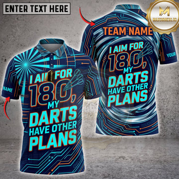 Maxcorners Darts Blue Lightning I Aim For 180 My Darts Have Other Plans Personalized Name 3D Unisex Shirt
