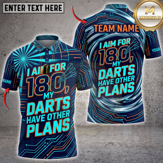 Maxcorners Darts Blue Lightning I Aim For 180 My Darts Have Other Plans Personalized Name 3D Unisex Shirt
