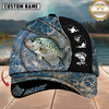 Maxcorners Fishing Blue Marble Splash Design Personalized Name 3D Cap