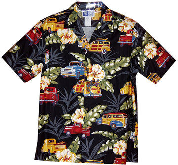 Maxcorners Pick-Up Truck Woodie Surfer Men's Hawaiian Shirt