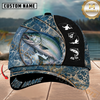Maxcorners Fishing Blue Marble Splash Design Personalized Name 3D Cap