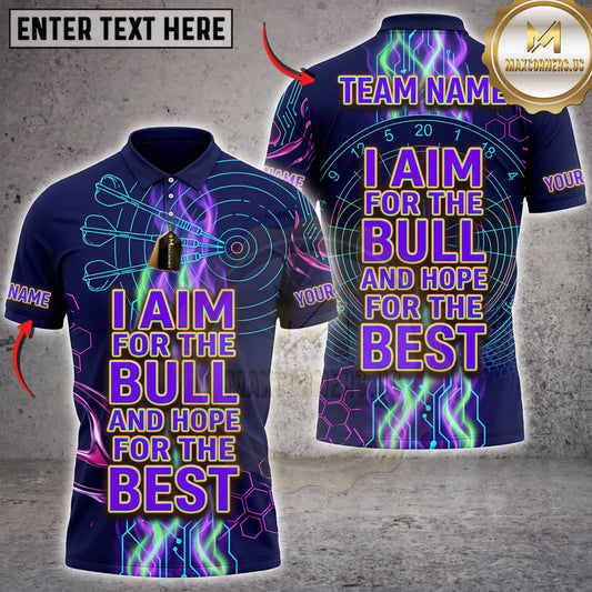 Maxcorners Darts Purple Neon Bullseye Typography And Lightning Pattern Personalized Name 3D Unisex Shirt