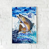 Maxcorners Brown Trout Fishing Ocean Camo Splash Design Personalized Name 3D Poster