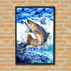 Maxcorners Brown Trout Fishing Ocean Camo Splash Design Personalized Name 3D Poster