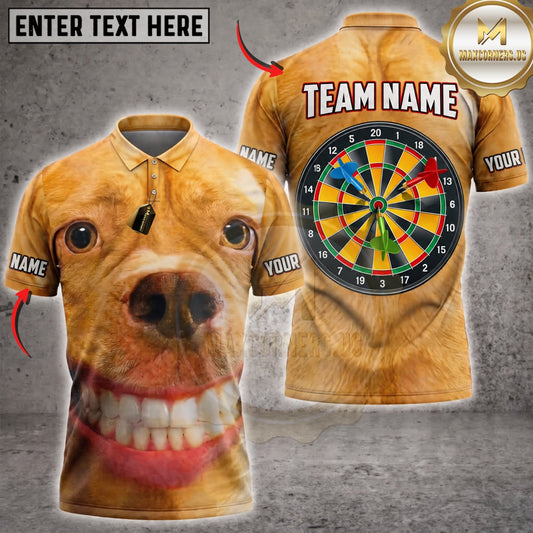 Maxcorners Darts Funny Smiling Golden Retriever Dog Colorful Dartboard Personalized Name 3D Unisex Shirt