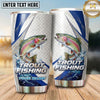 Maxcorners Fishing Tumbler White Blue Hexagon Stripe Design Personalized Name Tumbler (13 Species)