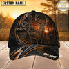 Maxcorners Hunting Orange Stripe Skull Archer and Deer Sunset Design Personalized 3D Cap