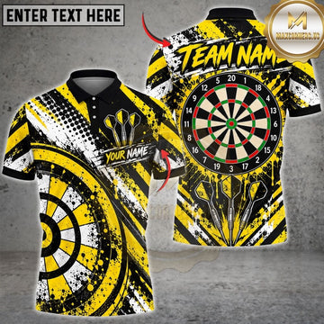 Maxcorners Darts Dynamic Halftone Dots Grunge Texture Flying Darts Target Board Graphic Multicolor Customized Name, Team Name 3D Shirts
