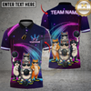 Maxcorners Bowling And Pins Cat Gang Customized Name, Team Name 3D Shirt (4 Colors)