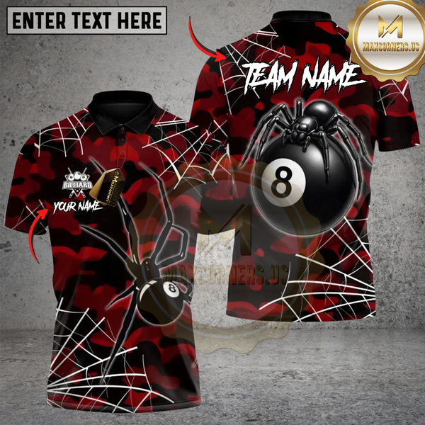 Maxcorners Venom Spider 8 Ball Billiards Custom Polo Team Shirt