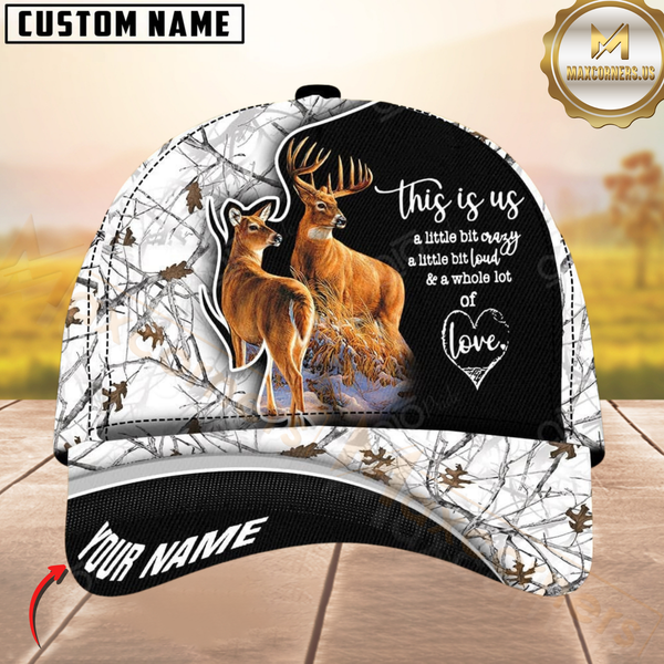 Maxcorners Hunting Deer Couple Camouflage Multicolor Personalized Name 3D Cap