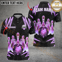 Maxcorners Bowling Electric Personalized Name Men And Women 3D Polo Shirt Custom Bowling Team Jersey (4 Colors)