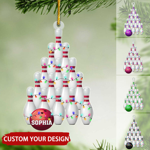 Maxcorners Red Bowling Balls Personalized Christmas Ornament, Gift For Bowling Club Members MT1611