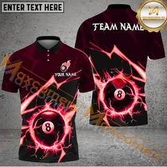 Maxcorners Ball 8 Thunder Strike Down Billiard Jersey Multicolor Options Personalized Name, Team Name 3D Polo Shirt