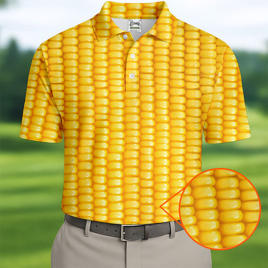 Maxcorners Realistic Sweet Corn Cob Print Design Golf Shirt, Women's Golf Shirt, Hawaiian Golf Shirt, Golf Polo For Women LM1507