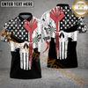 Maxcorners Punisher Skull Jersey Mutilcolor Option Customized Name, Team Name 3D Polo Shirt
