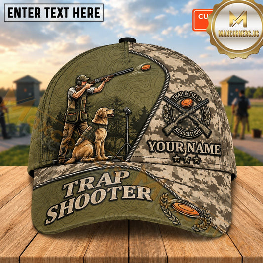 Maxcorners Olive Camo Labrador Hunter Trap Shooting Personalized Name 3D Cap