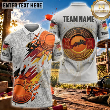 Maxcorners Clay Shooting Orange Clay Target Splash Personalized Name 3D Unisex Shirt