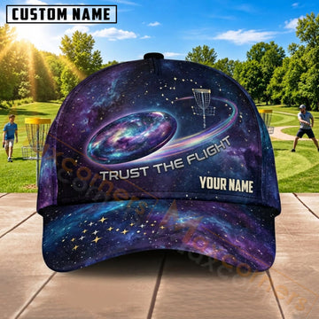 Maxcorners Disc Golf Galaxy Flying Disc Trust The Flight Personalized Name 3D Cap