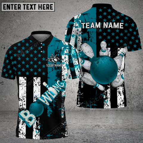 Maxcorners Patriot Strike Bowling Jersey Multicolor Option Customized Name, Team Name 3D Polo Shirt