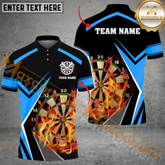Maxcorners Darts Fire Flame Mutilcolor Options Personalized Name, Team Name 3D Polo Shirt
