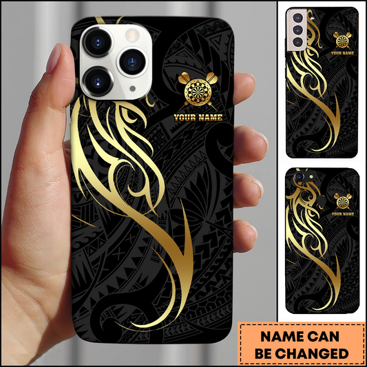 Maxcorners Darts Tribal Gold Black Personalized Name 3D Phone Case