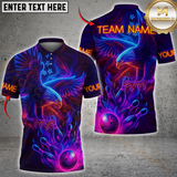Maxcorners Bowling Eagle Neon Style Multicolor Customized Name, Team Name 3D Shirts
