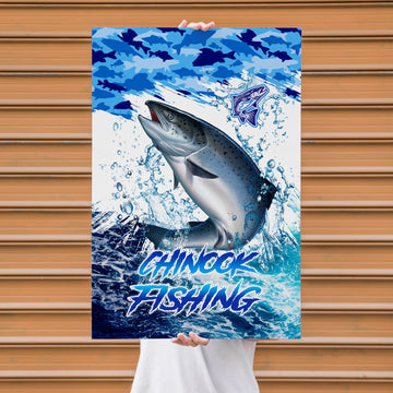 Maxcorners Chinook Fishing Ocean Camo Splash Design Personalized Name 3D Poster