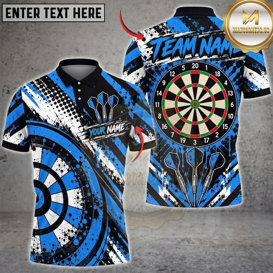 Maxcorners Darts Dynamic Halftone Dots Grunge Texture Flying Darts Target Board Graphic Multicolor Customized Name, Team Name 3D Shirts