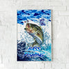 Maxcorners Largemouth Bass Fishing Ocean Camo Splash Design Personalized Name 3D Poster