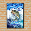 Maxcorners Largemouth Bass Fishing Ocean Camo Splash Design Personalized Name 3D Poster