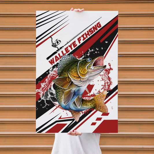 Maxcorners Walleye Fishing Bold Action Design Personalized Name 3D Poster