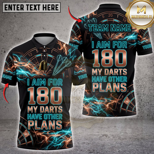 Maxcorners Darts Vintage I Aim For 180 My Darts Have Other Plans Personalized Name 3D Unisex Shirt