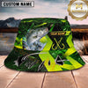 Maxcorners Fishing Neon Green Sport Personalized Name 3D Bucket Hat (12 Fish Species)
