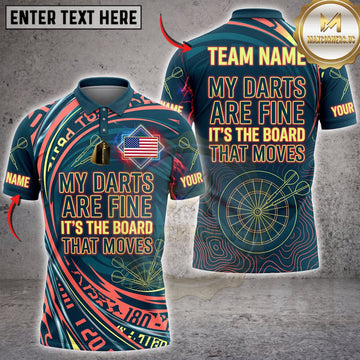 Maxcorners Darts Colorful Tribal My Darts Are Fine Its The Board That Moves Personalized Name 3D Unisex Shirt