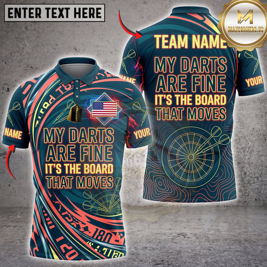 Maxcorners Darts Colorful Tribal My Darts Are Fine Its The Board That Moves Personalized Name 3D Unisex Shirt