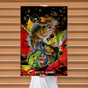 Maxcorners Walleye Fishing Aggressive Strike Artwork Personalized Name 3D Poster