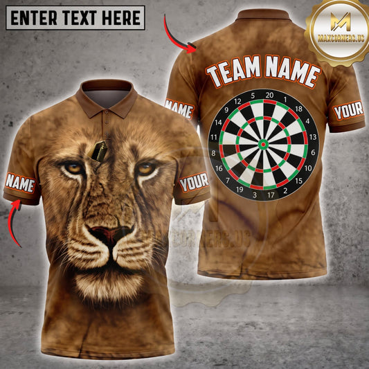 Maxcorners Darts Fierce Lion Face Classic Dartboard Personalized Name 3D Unisex Shirt