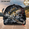 Maxcorners Fishing Graphic Monochromatic US Flag Water Splash Customized Name 3D Cap