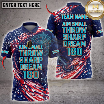 Maxcorners Darts Blue Lightning Small Throw Big Dreams Chase 180 Personalized Name 3D Unisex Shirt