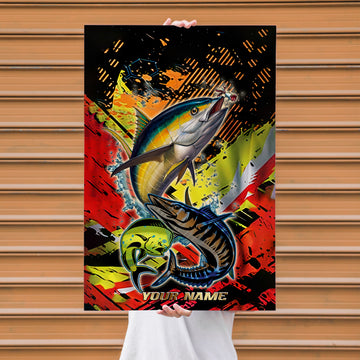 Maxcorners Tuna Fishing Power Motion Splash Personalized Name 3D Poster