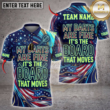 Maxcorners Darts Green Neon My Darts Are Fine Its The Board That Moves Personalized Name 3D Unisex Shirt