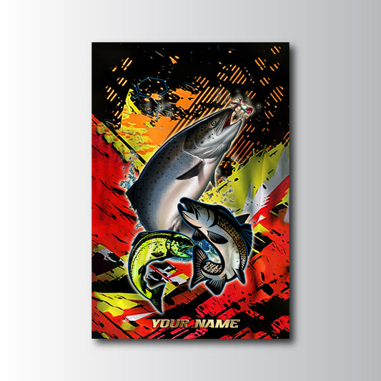 Maxcorners Trout Fishing Bold Color Splash Design Personalized Name 3D Poster