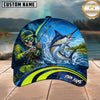 Maxcorners Fishing Skull Angler Blue Mahi Splash Personalized 3D Cap
