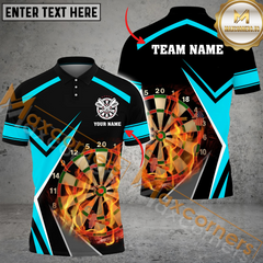 Maxcorners Darts Fire Flame Mutilcolor Options Personalized Name, Team Name 3D Polo Shirt