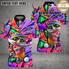 Maxcorners Graffiti Raccoon Golf Personalized Name, Team Name 3D Unisex Shirt