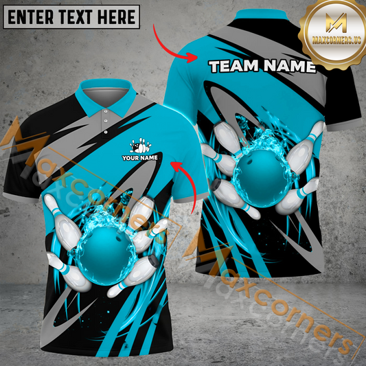Maxcorners Vortex Bowling Jersey Multicolor Option Customized Name, Team Name 3D Polo Shirt