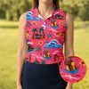 Maxcorners Pink Bigfoot Aloha Beach Vacation Golf Shirt, Golf Polo For Women, Printed Golf Shirt LM1507